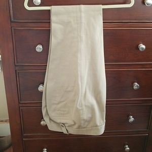 Khaki crop straight leg slacks